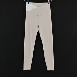 WILO The Label Womens Colorblock V Waist Leggings Size S Beige Athleisure Ribbed